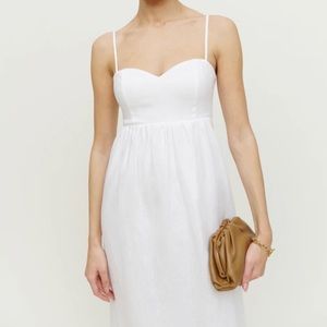 Reformation Odette Linen Dress in White (0)